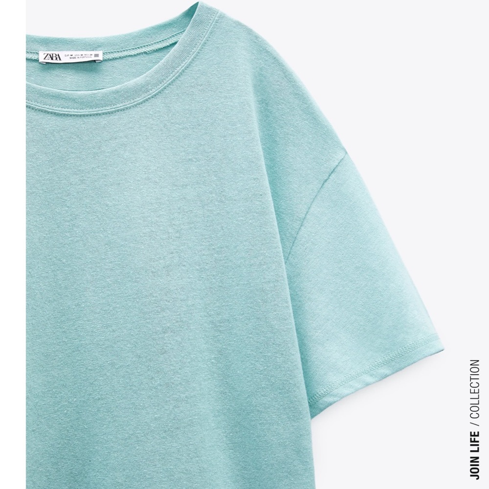 Zara Linen Blend T-shirt - Picture 8 of 9